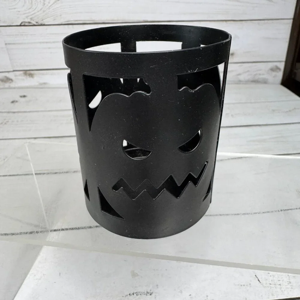 Halloween Jack-O-Lantern Black Metal‎ Candle Holder Pumpkin Cutout 4